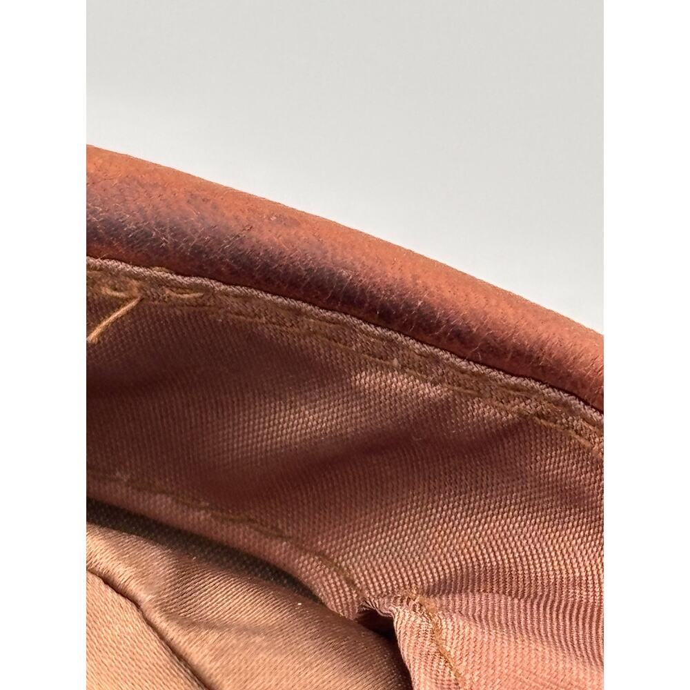 Orvis Genuine Deerskin Leather Driver Cap Brown Large Snap Bill Newsboy Hat - Picture 9 of 11
